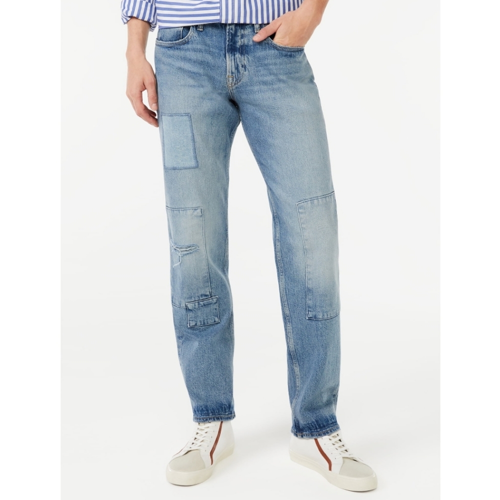 MODERN | Multi Patchwork Medium Wash Straight Jeans